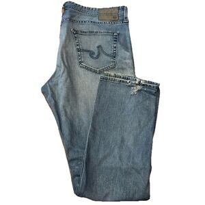 AG Adriano Goldschmied Mens 39x32.5 The Graduate Tailored Leg Distressed Hem Blu